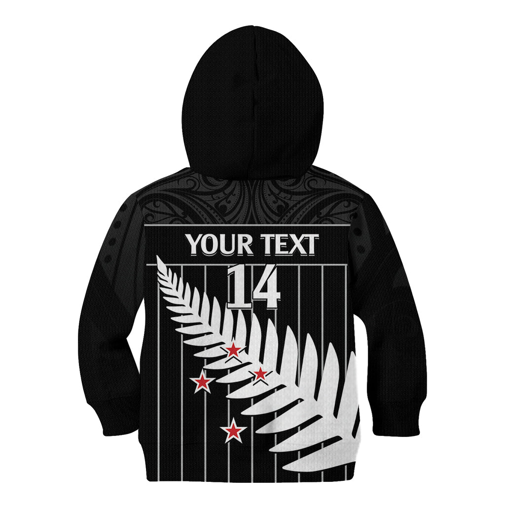Custom New Zealand Silver Fern Cricket Kid Hoodie Aotearoa Maori Go Black Cap LT14 - Polynesian Pride