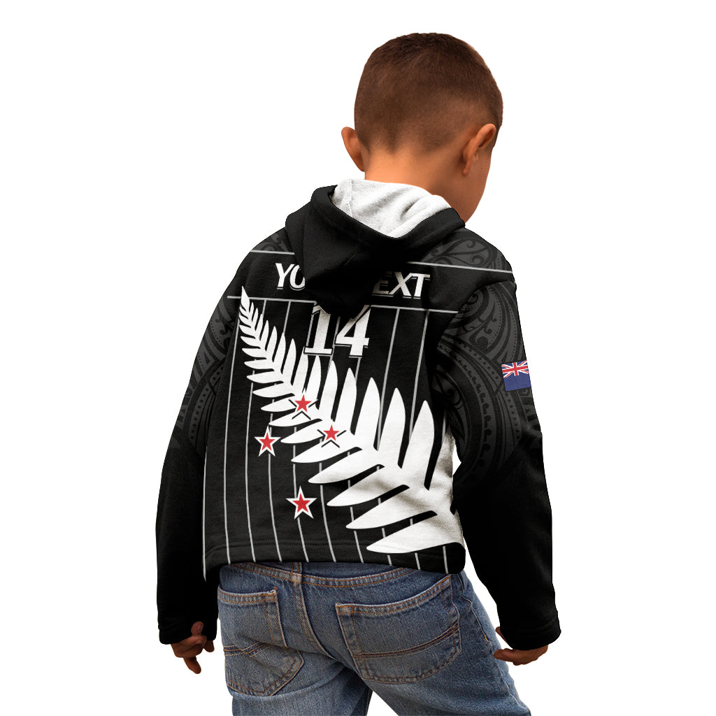Custom New Zealand Silver Fern Cricket Kid Hoodie Aotearoa Maori Go Black Cap LT14 - Polynesian Pride