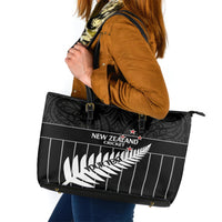 Custom New Zealand Silver Fern Cricket Leather Tote Bag Aotearoa Maori Go Black Cap LT14 Black - Polynesian Pride