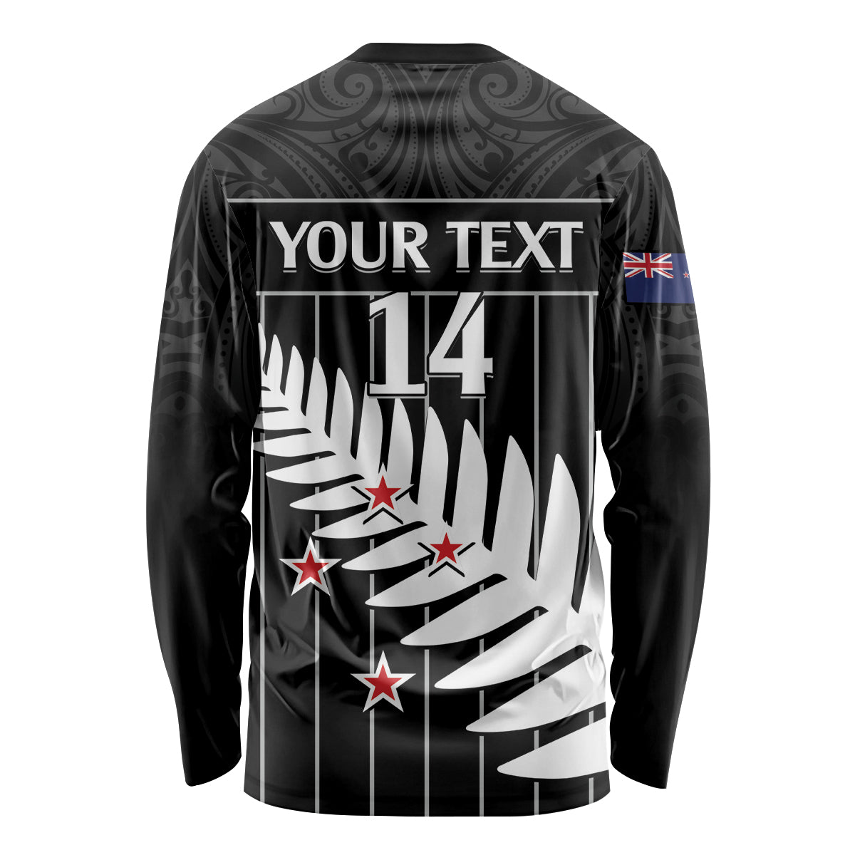 Custom New Zealand Silver Fern Cricket Long Sleeve Shirt Aotearoa Maori Go Black Cap LT14 - Polynesian Pride