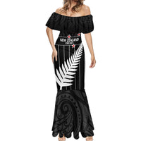 Custom New Zealand Silver Fern Cricket Mermaid Dress Aotearoa Maori Go Black Cap LT14 - Polynesian Pride