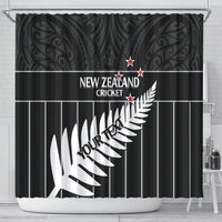 Custom New Zealand Silver Fern Cricket Shower Curtain Aotearoa Maori Go Black Cap LT14 - Polynesian Pride