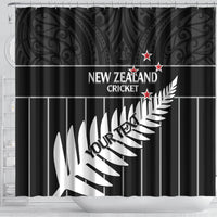 Custom New Zealand Silver Fern Cricket Shower Curtain Aotearoa Maori Go Black Cap LT14 - Polynesian Pride