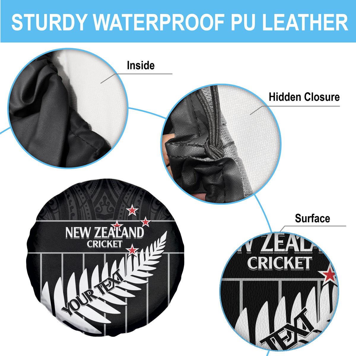 Custom New Zealand Silver Fern Cricket Spare Tire Cover Aotearoa Maori Go Black Cap LT14 - Polynesian Pride