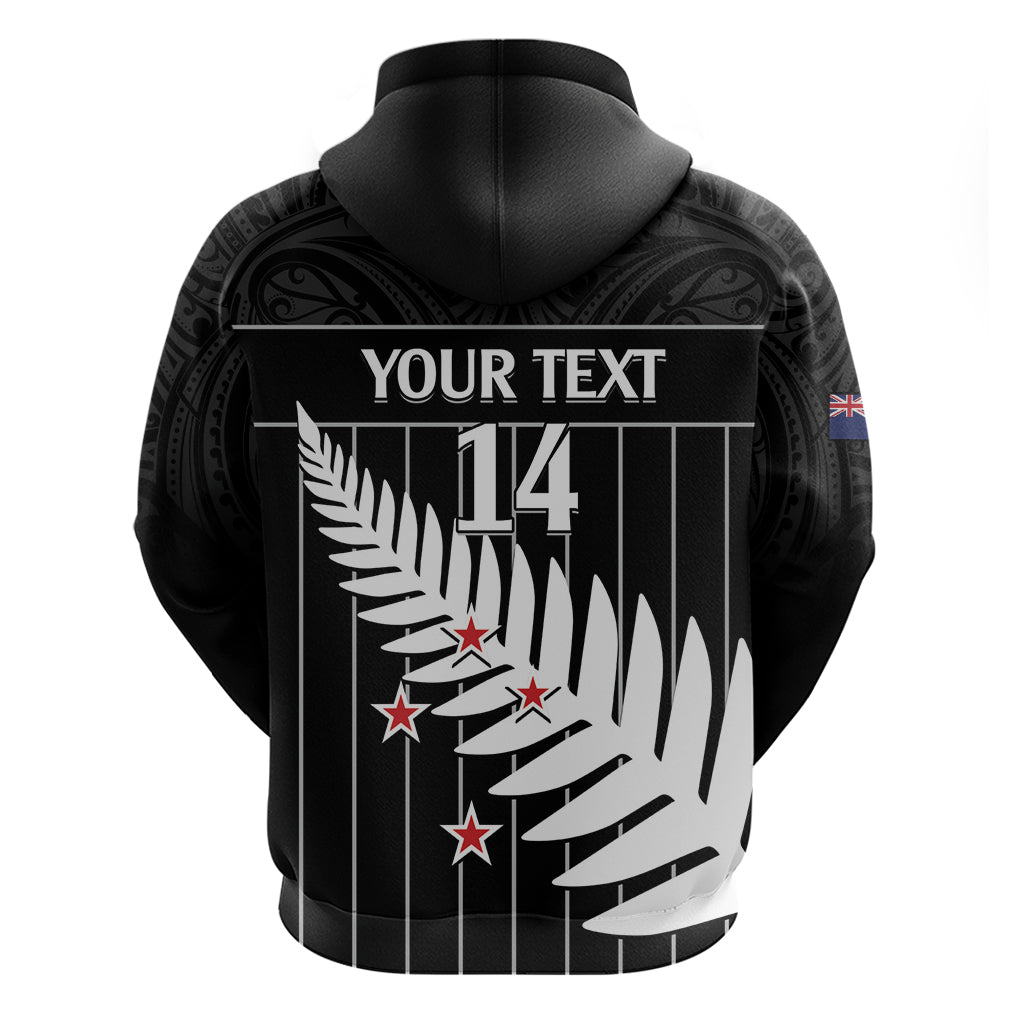 Custom New Zealand Silver Fern Cricket Zip Hoodie Aotearoa Maori Go Black Cap LT14 - Polynesian Pride