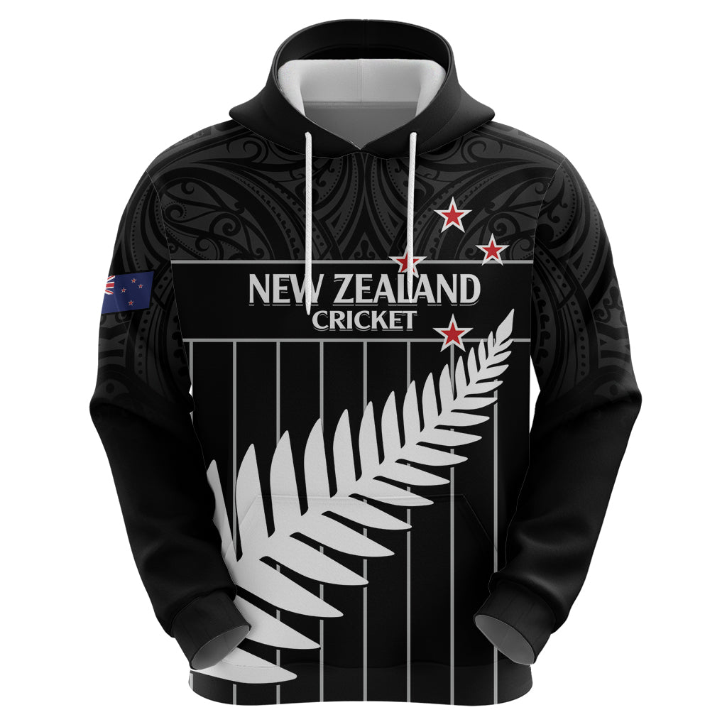 Custom New Zealand Silver Fern Cricket Zip Hoodie Aotearoa Maori Go Black Cap LT14 - Polynesian Pride