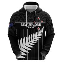 Custom New Zealand Silver Fern Cricket Zip Hoodie Aotearoa Maori Go Black Cap LT14 - Polynesian Pride