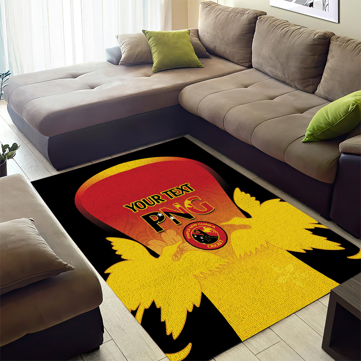 Custom Papua New Guinea Cricket Area Rug 2024 Go PNG LT14 - Polynesian Pride