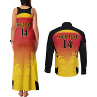Custom Papua New Guinea Cricket Couples Matching Tank Maxi Dress and Long Sleeve Button Shirt 2024 Go PNG LT14 - Polynesian Pride