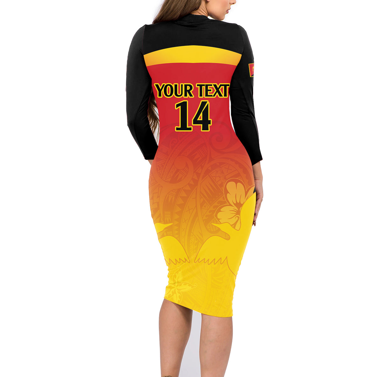 Custom Papua New Guinea Cricket Family Matching Long Sleeve Bodycon Dress and Hawaiian Shirt 2024 Go PNG LT14 - Polynesian Pride
