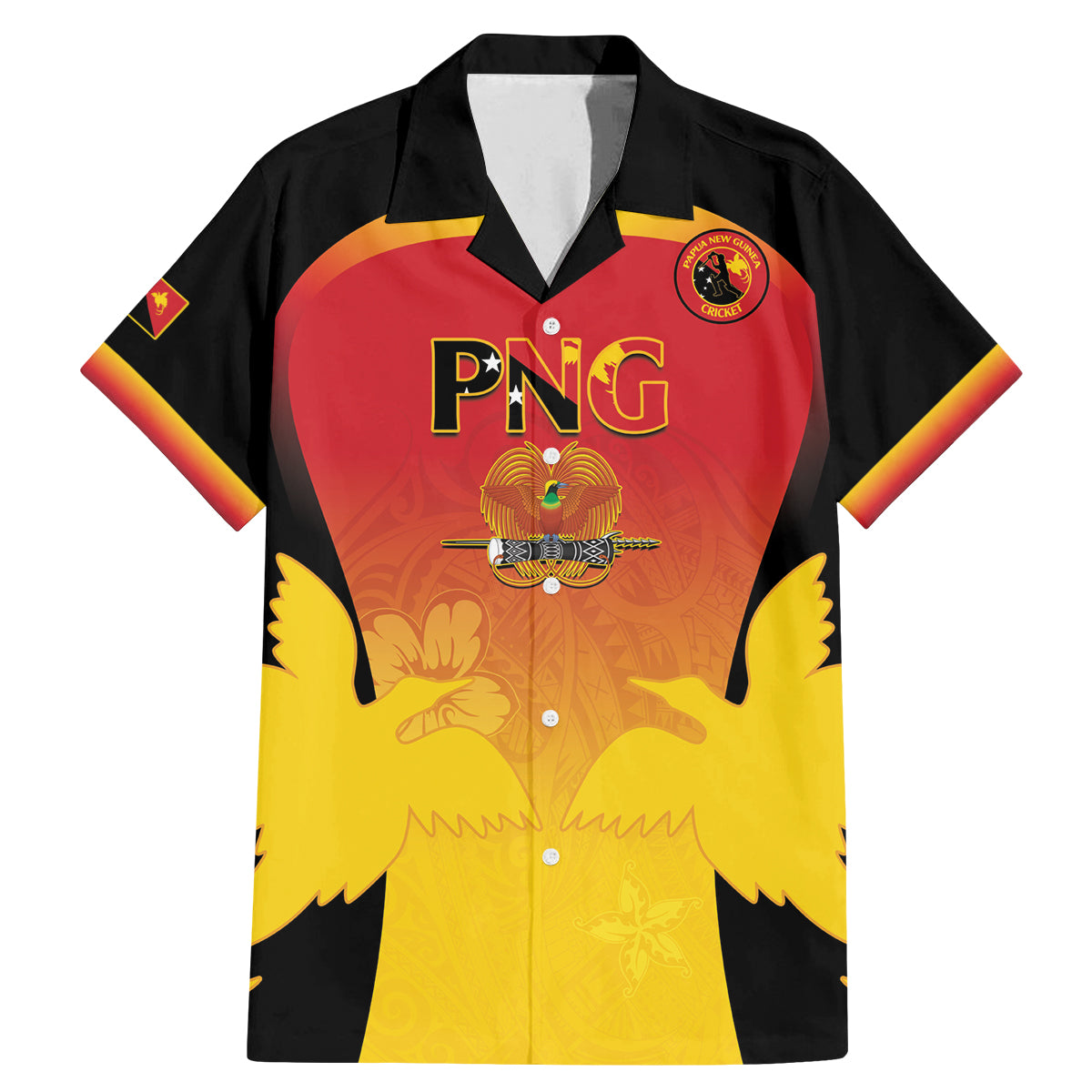 Custom Papua New Guinea Cricket Family Matching Mermaid Dress and Hawaiian Shirt 2024 Go PNG LT14 Dad's Shirt - Short Sleeve Black - Polynesian Pride