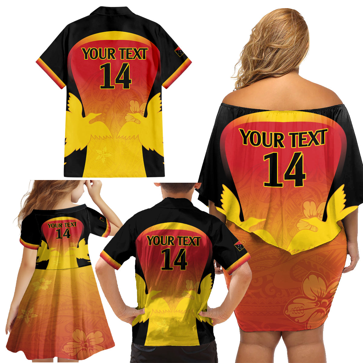 Custom Papua New Guinea Cricket Family Matching Off Shoulder Short Dress and Hawaiian Shirt 2024 Go PNG LT14 - Polynesian Pride