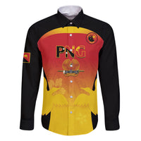 Custom Papua New Guinea Cricket Family Matching Puletasi and Hawaiian Shirt 2024 Go PNG LT14 Dad's Shirt - Long Sleeve Black - Polynesian Pride