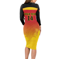Custom Papua New Guinea Cricket Long Sleeve Bodycon Dress 2024 Go PNG LT14 - Polynesian Pride