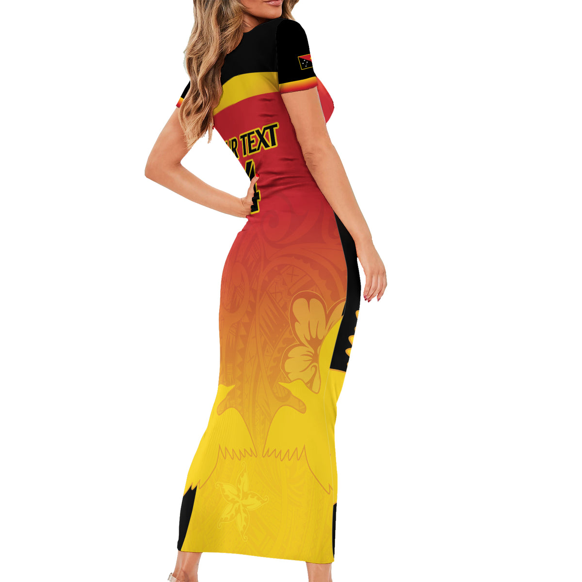 Custom Papua New Guinea Cricket Short Sleeve Bodycon Dress 2024 Go PNG LT14 - Polynesian Pride