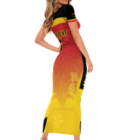 Custom Papua New Guinea Cricket Short Sleeve Bodycon Dress 2024 Go PNG LT14 - Polynesian Pride