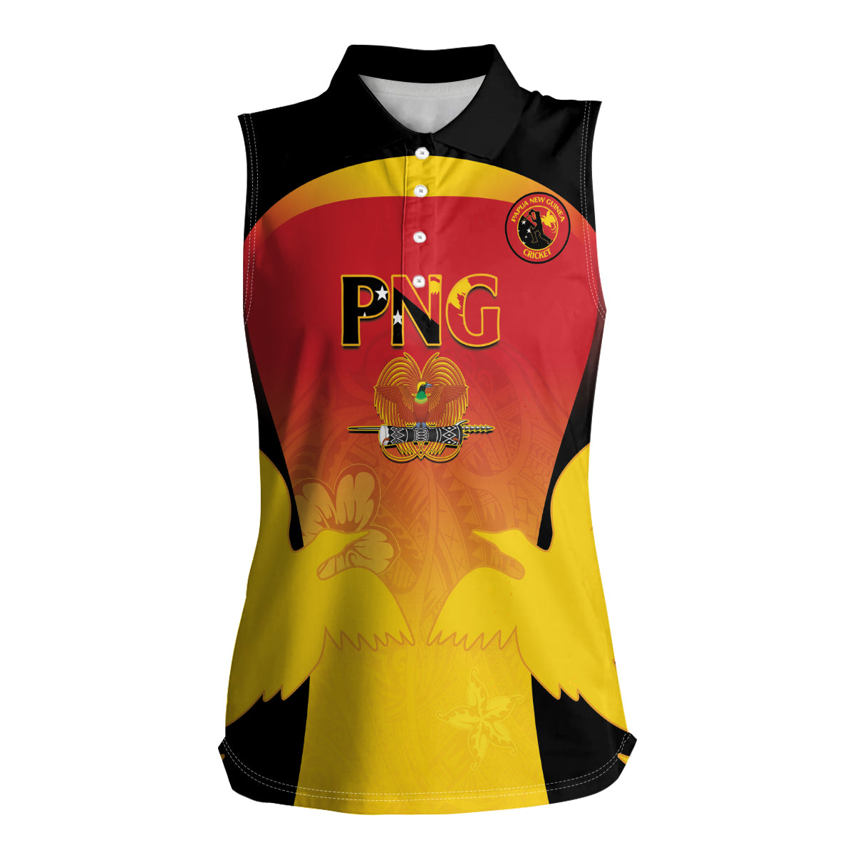 Custom Papua New Guinea Cricket Women Sleeveless Polo Shirt 2024 Go PNG LT14 Female Black - Polynesian Pride