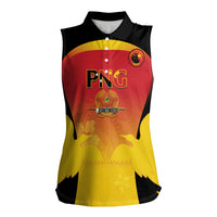 Custom Papua New Guinea Cricket Women Sleeveless Polo Shirt 2024 Go PNG LT14 Female Black - Polynesian Pride