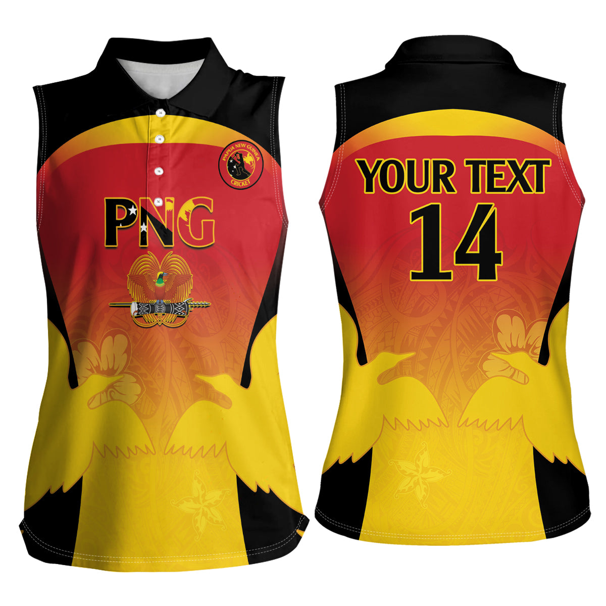 Custom Papua New Guinea Cricket Women Sleeveless Polo Shirt 2024 Go PNG LT14 - Polynesian Pride