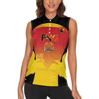 Custom Papua New Guinea Cricket Women Sleeveless Polo Shirt 2024 Go PNG LT14 - Polynesian Pride