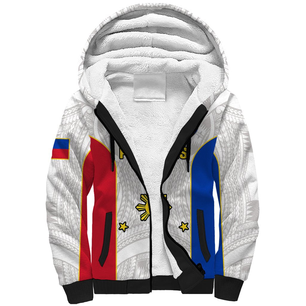 Personalised Philippines Rugby Sherpa Hoodie Pacific Pilipinas Go Tamaraws LT14 Unisex White - Polynesian Pride