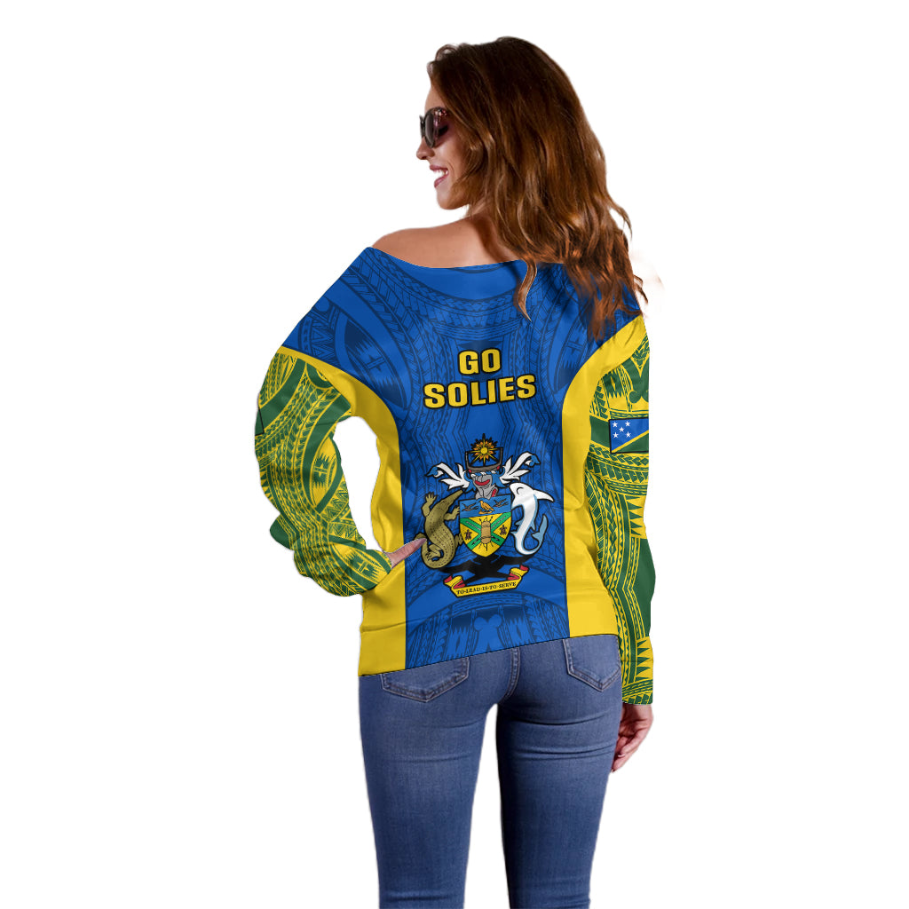 Solomon Islands Rugby Off Shoulder Sweater Pacific Go Solies LT14 - Polynesian Pride