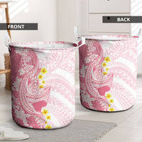 Pink Hawaii Shark Tattoo Laundry Basket Puakenikeni Lei Plumeria Polynesian Pattern