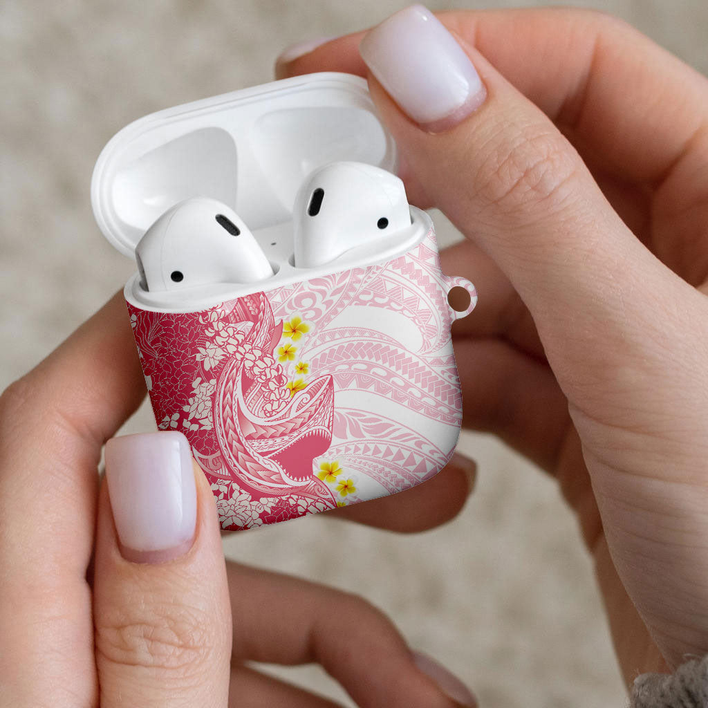 Pink Hawaii Shark Tattoo AirPods Case Puakenikeni Lei Plumeria Polynesian Pattern LT14 - Polynesian Pride