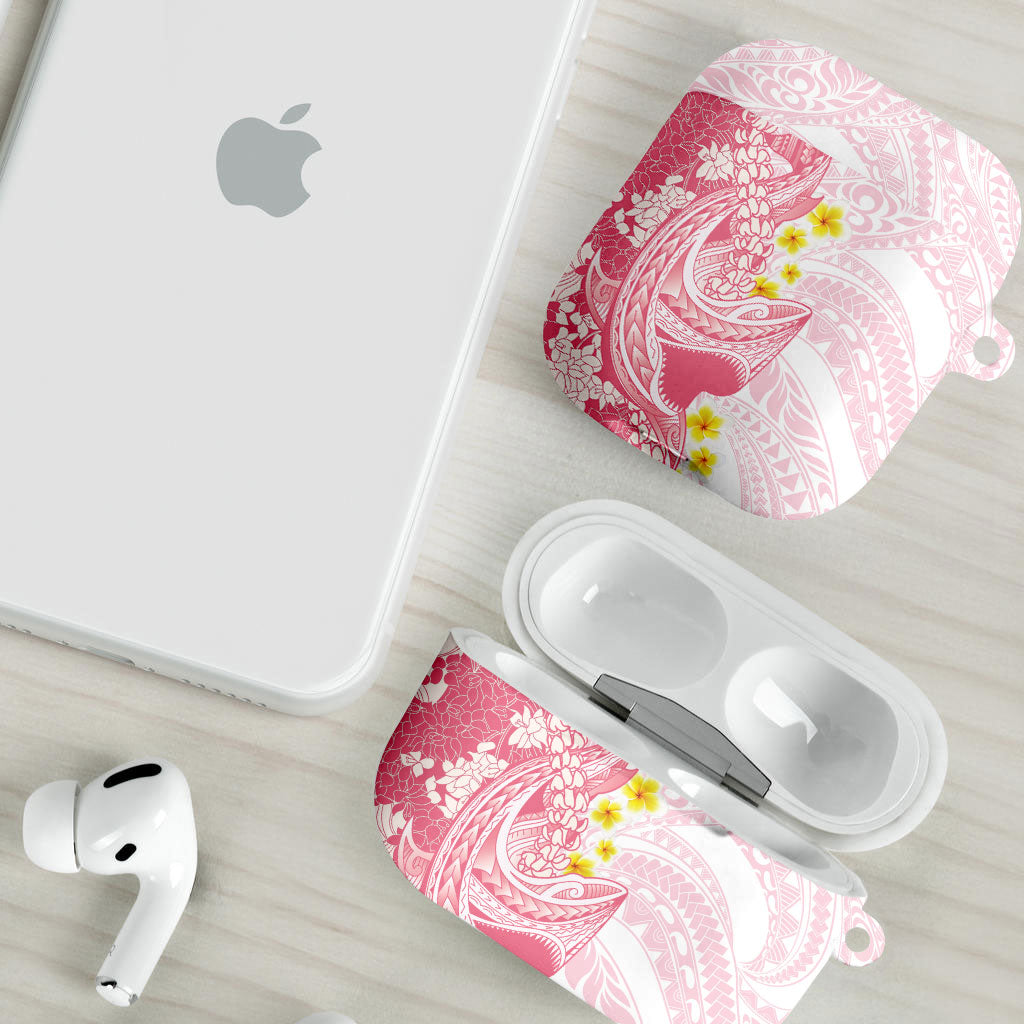Pink Hawaii Shark Tattoo AirPods Case Puakenikeni Lei Plumeria Polynesian Pattern LT14 - Polynesian Pride