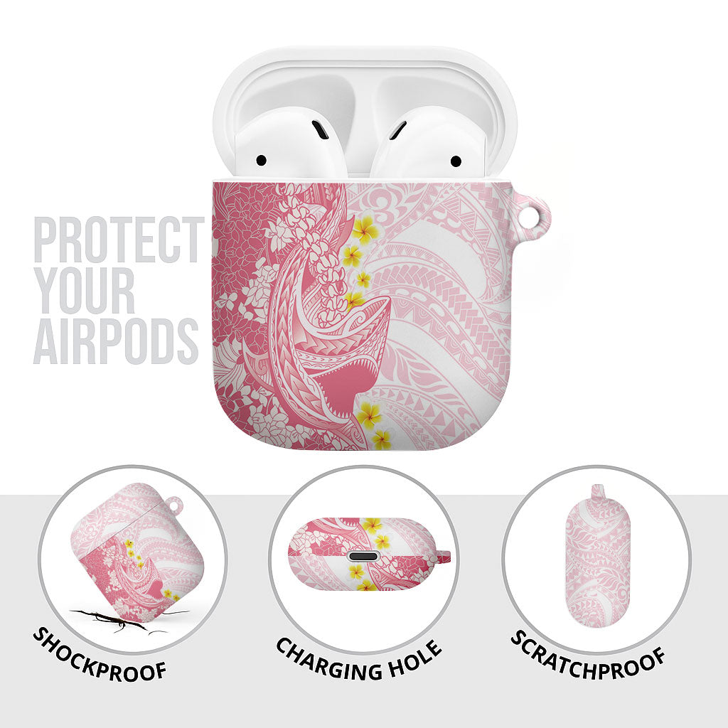 Pink Hawaii Shark Tattoo AirPods Case Puakenikeni Lei Plumeria Polynesian Pattern LT14 - Polynesian Pride