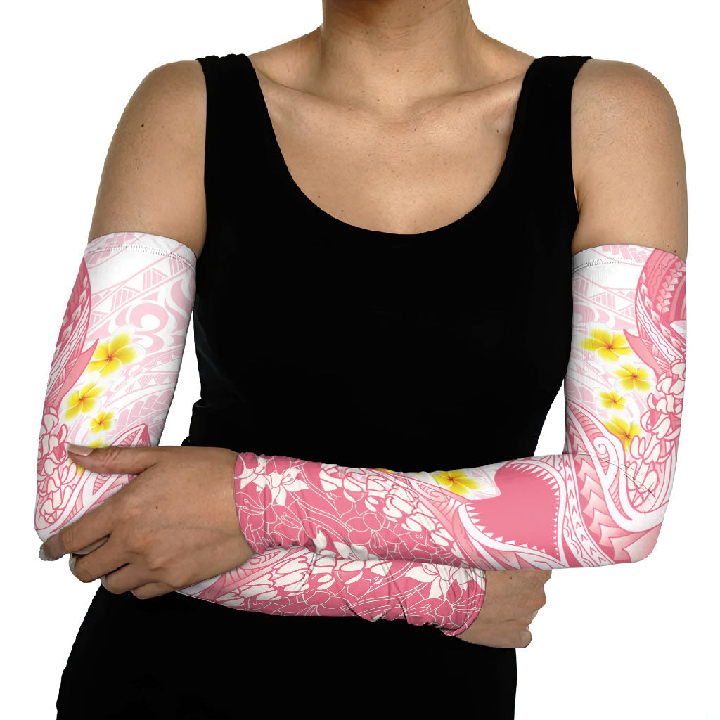 Pink Hawaii Shark Tattoo Arm Sleeves Puakenikeni Lei Plumeria Polynesian Pattern