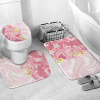 Pink Hawaii Shark Tattoo Bathroom Set Puakenikeni Lei Plumeria Polynesian Pattern
