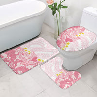 Pink Hawaii Shark Tattoo Bathroom Set Puakenikeni Lei Plumeria Polynesian Pattern