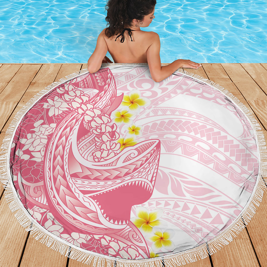 Pink Hawaii Shark Tattoo Beach Blanket Puakenikeni Lei Plumeria Polynesian Pattern