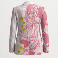 Pink Hawaii Shark Tattoo Blazer Puakenikeni Lei Plumeria Polynesian Pattern