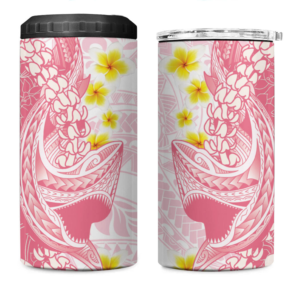 Pink Hawaii Shark Tattoo 4 in 1 Can Cooler Tumbler Puakenikeni Lei Plumeria Polynesian Pattern LT14 One Size: 16 oz Pink - Polynesian Pride