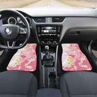 Pink Hawaii Shark Tattoo Car Mats Puakenikeni Lei Plumeria Polynesian Pattern