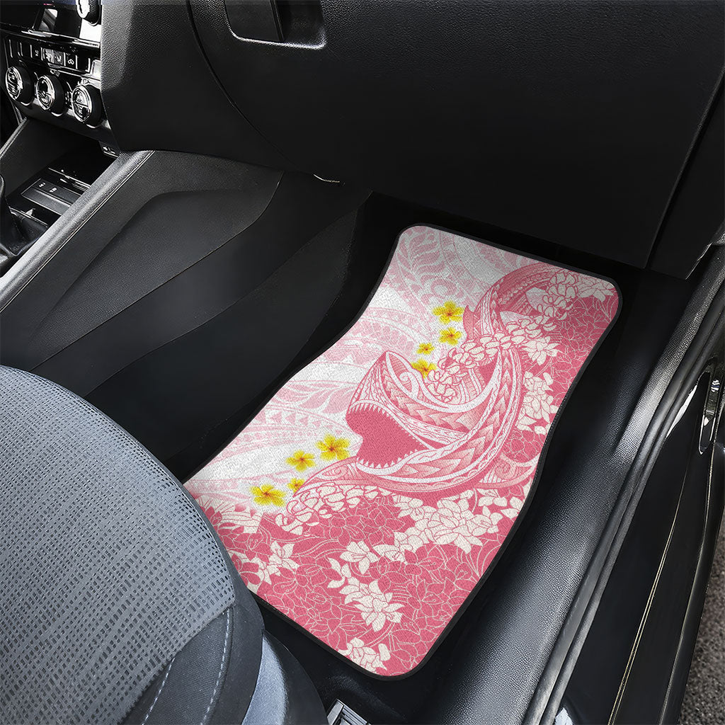 Pink Hawaii Shark Tattoo Car Mats Puakenikeni Lei Plumeria Polynesian Pattern
