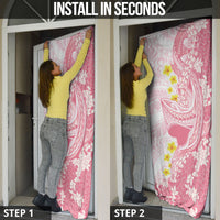 Pink Hawaii Shark Tattoo Door Cover Puakenikeni Lei Plumeria Polynesian Pattern