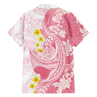Pink Hawaii Shark Tattoo Family Matching Off Shoulder Maxi Dress and Hawaiian Shirt Puakenikeni Lei Plumeria Polynesian Pattern LT14 - Polynesian Pride