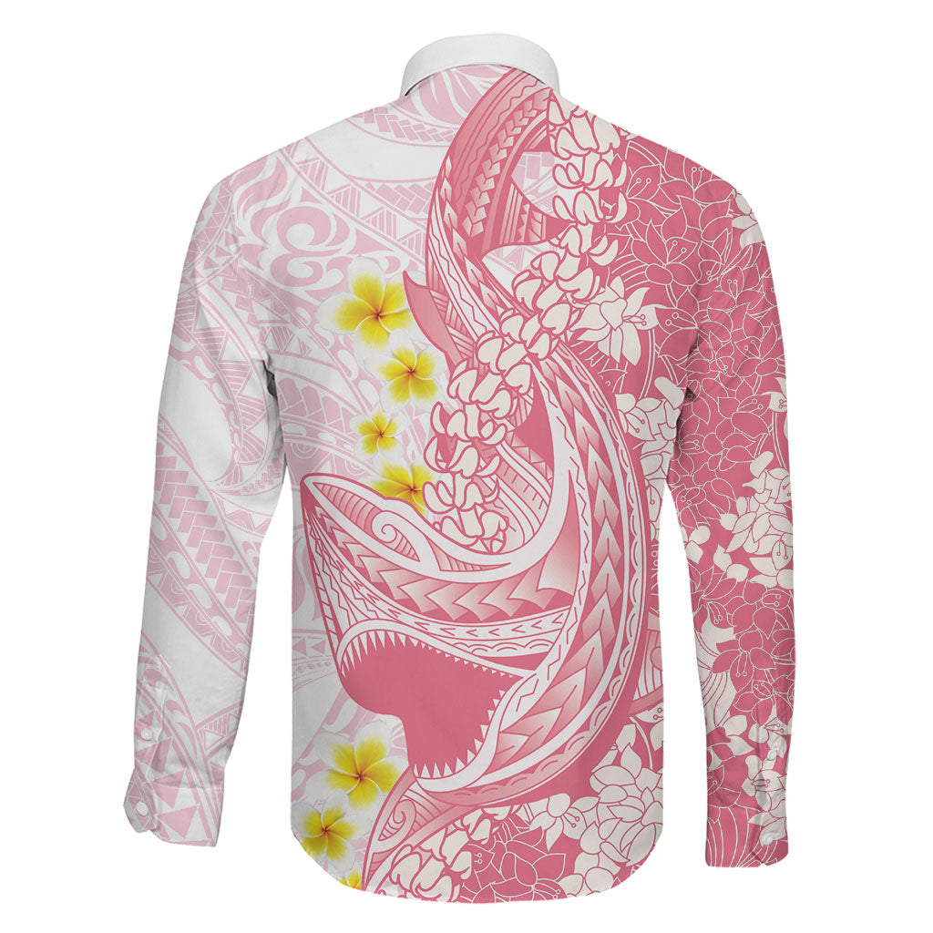 Pink Hawaii Shark Tattoo Family Matching Tank Maxi Dress and Hawaiian Shirt Puakenikeni Lei Plumeria Polynesian Pattern LT14 - Polynesian Pride
