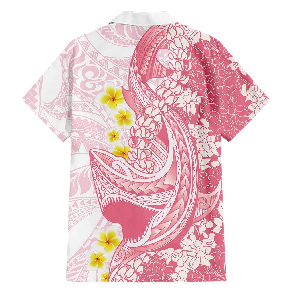 Pink Hawaii Shark Tattoo Hawaiian Shirt Puakenikeni Lei Plumeria Polynesian Pattern