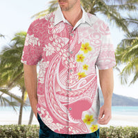 Pink Hawaii Shark Tattoo Hawaiian Shirt Puakenikeni Lei Plumeria Polynesian Pattern
