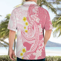 Pink Hawaii Shark Tattoo Hawaiian Shirt Puakenikeni Lei Plumeria Polynesian Pattern