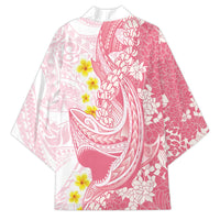 Pink Hawaii Shark Tattoo Kimono Puakenikeni Lei Plumeria Polynesian Pattern