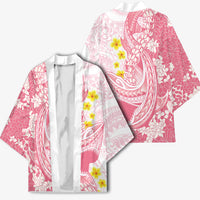Pink Hawaii Shark Tattoo Kimono Puakenikeni Lei Plumeria Polynesian Pattern