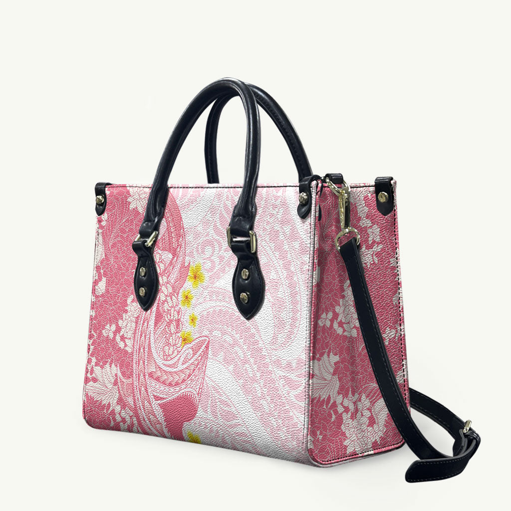 Pink Hawaii Shark Tattoo Leather Bag Puakenikeni Lei Plumeria Polynesian Pattern LT14 Pink - Polynesian Pride