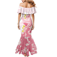 Pink Hawaii Shark Tattoo Mermaid Dress Puakenikeni Lei Plumeria Polynesian Pattern