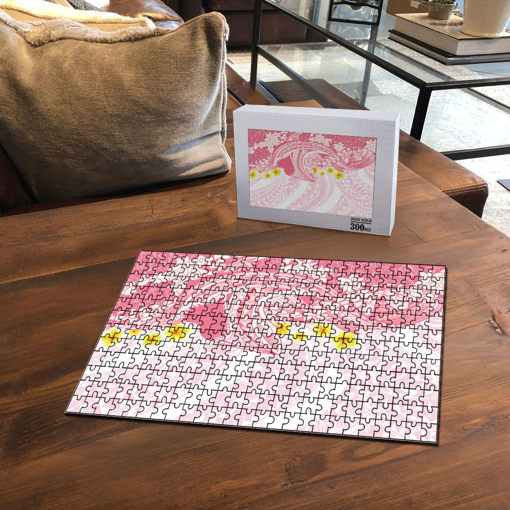 Pink Hawaii Shark Tattoo Puzzle Puakenikeni Lei Plumeria Polynesian Pattern