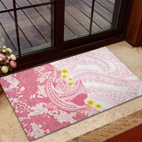 Pink Hawaii Shark Tattoo Rubber Doormat Puakenikeni Lei Plumeria Polynesian Pattern